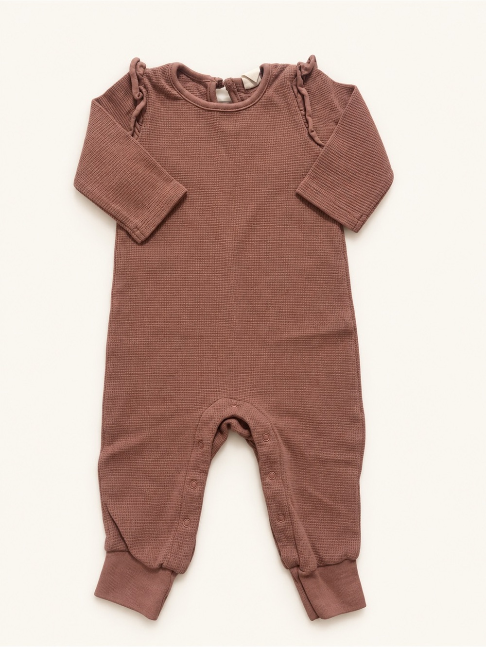 Colored Organics Mauve waffle Knit One-Piece romper